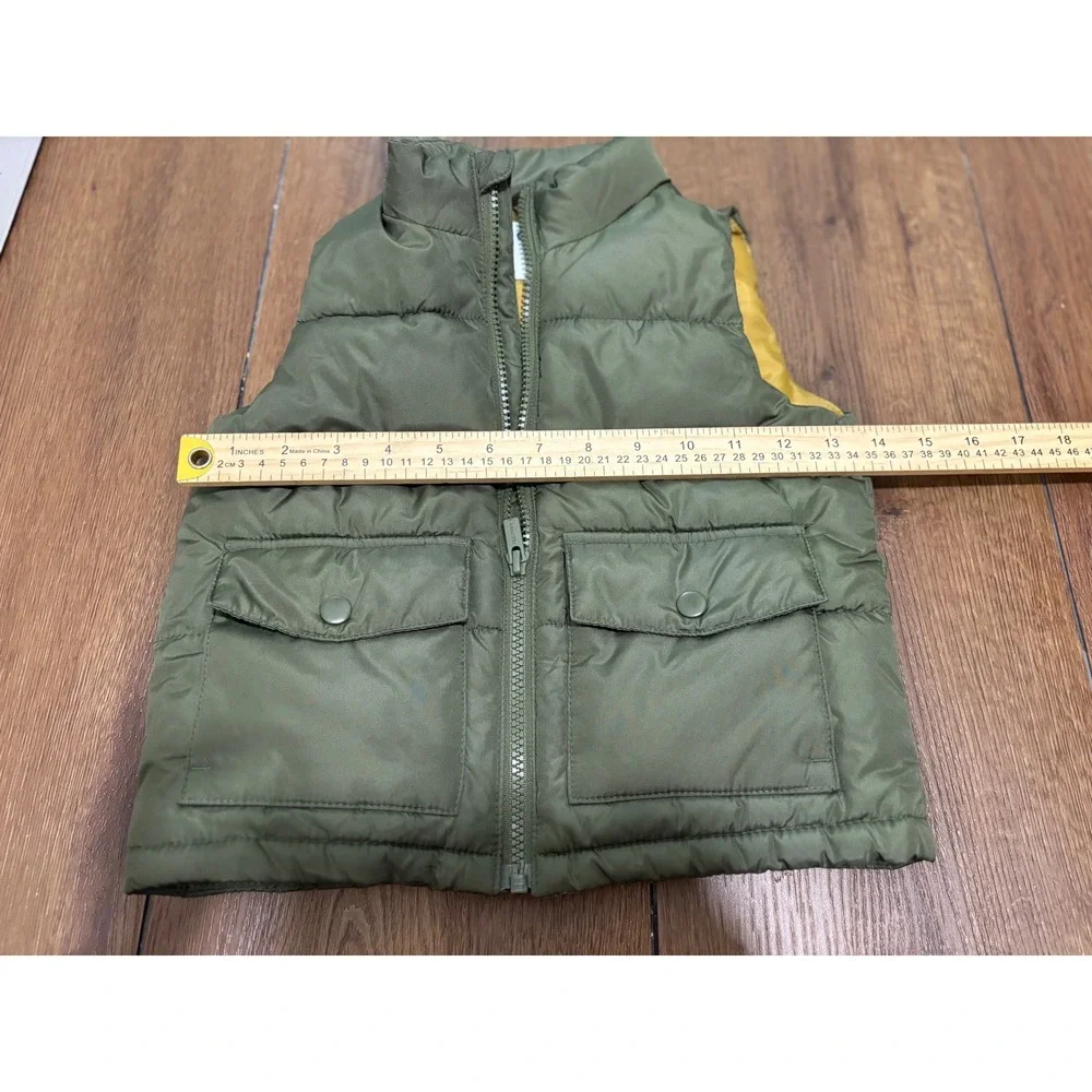 Old Navy Toddler 2T Water-Resistant Quilted Utility Puffer Vest Olive Green